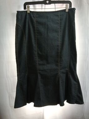 Work to Weekend Classic Dark Blue Denim Flared Skirt